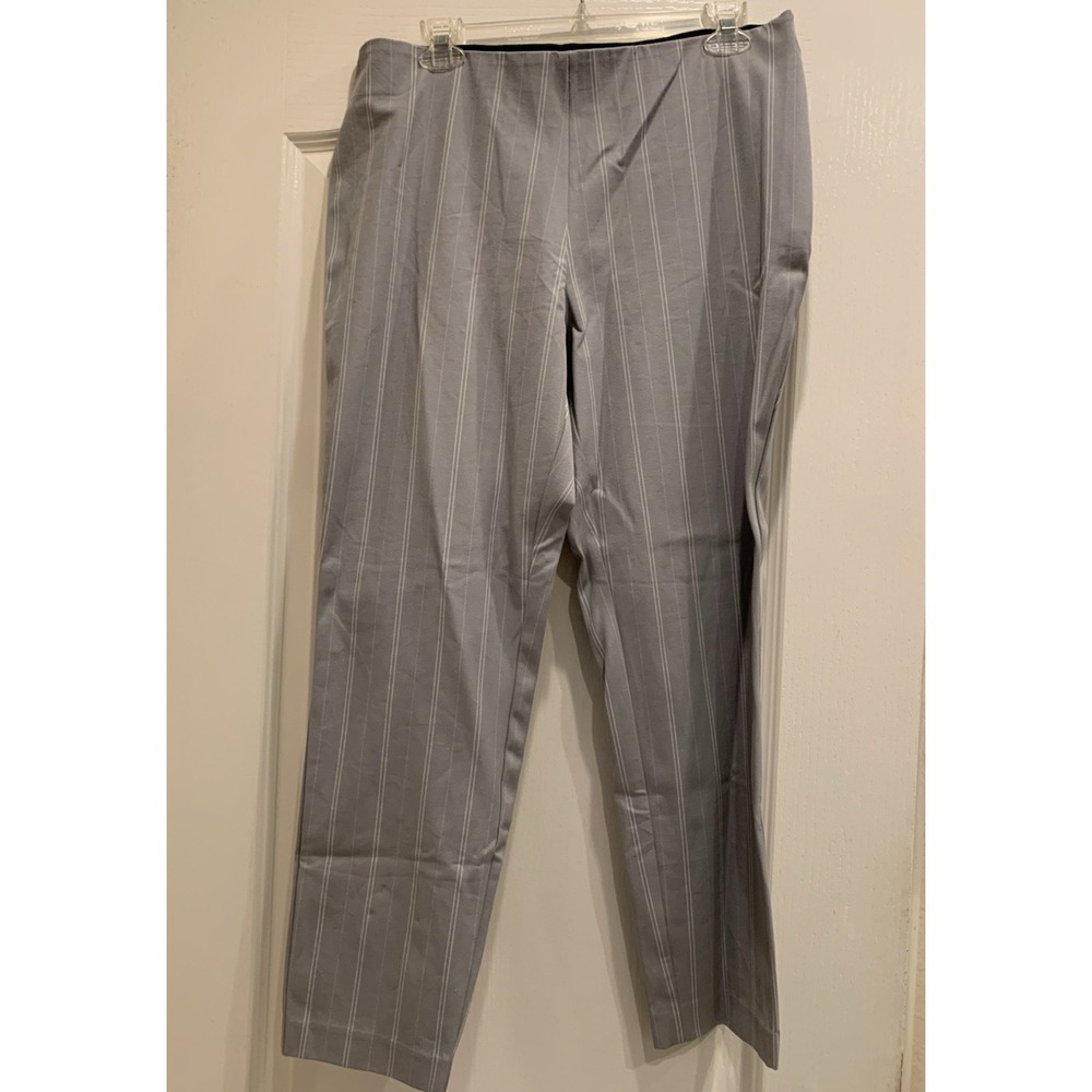 A New Day Grey Pinstripe Dress Pants Side‎ Zipper Elastic Waist